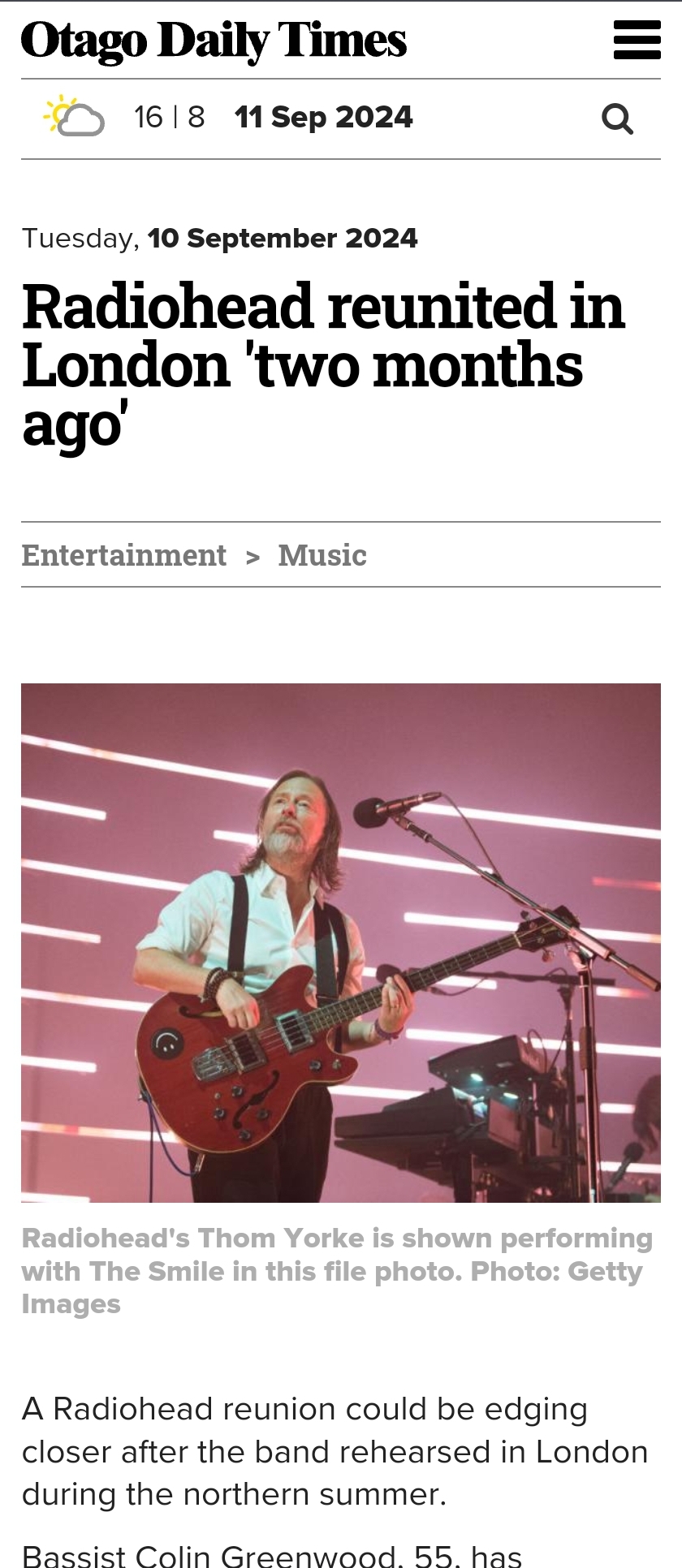 라디오헤드 재결합설 기사 뜸. 라디오헤드 재결합설 기사 뜸. - 본문 이미지