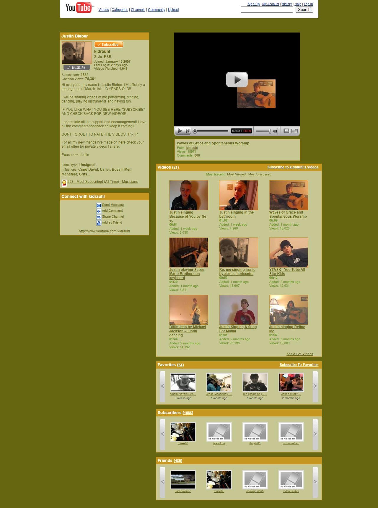 유튜브 2007년 서비스 모습 (feat.저스틴 비버) 유튜브 2007년 서비스 모습 (feat.저스틴 비버) - 본문 이미지