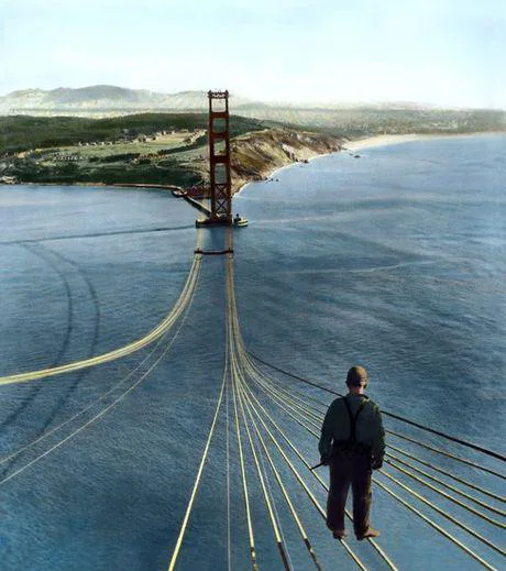 샌프란시스코 골든 브릿지 공사 현장 사진.jpg 1935년. The Golden Gate Bridge, 샌프란시스코 골든 브릿지 공사 현장 사진.jpg 1935년. The Golden Gate Bridge, - 본문 이미지