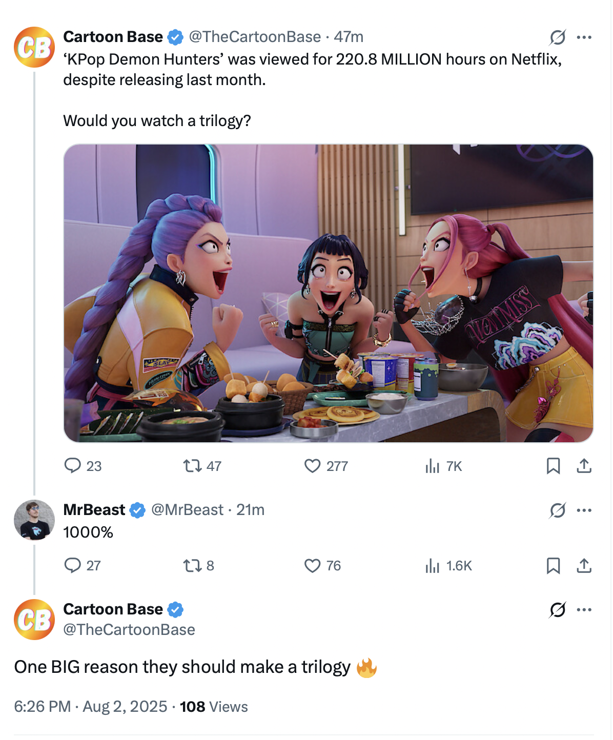 KPDH의 다음 행보에 MrBeast 댓글 담. - 본문 이미지