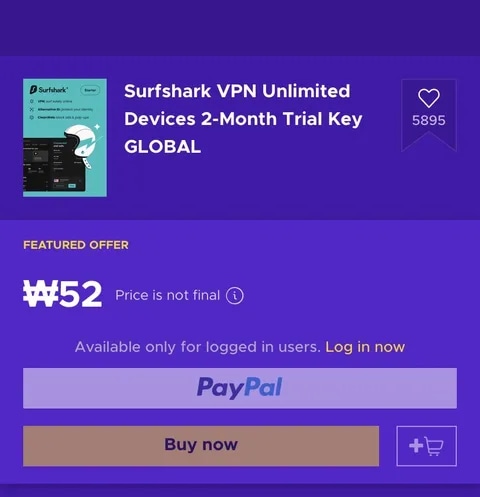 [eneba] Surfshark VPN 2개월 (52원)
