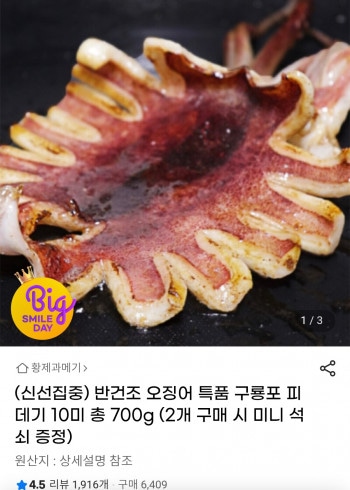[지마켓] 반건조 오징어 10마리 700g (16,930원 / 무배)